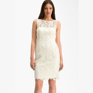 Adrianna Papell Illusion Neck Lace Sheath Dress 8